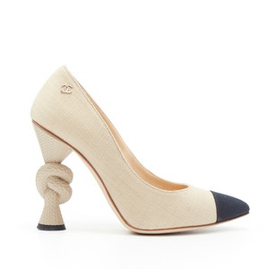 chanel black toe heels