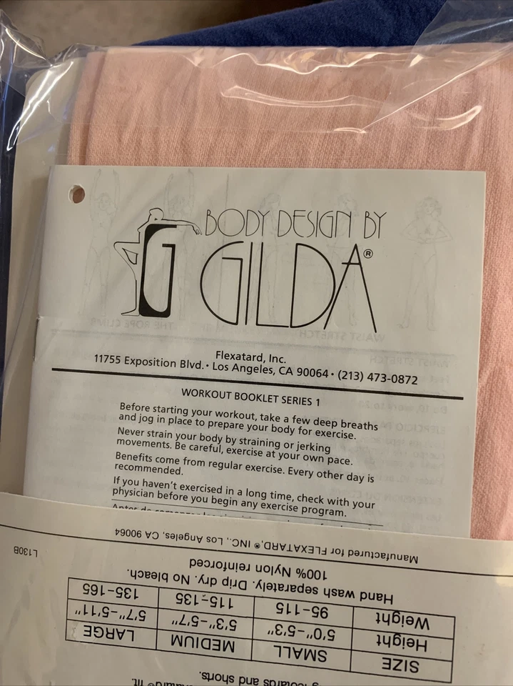 Vintage 1980s NOS Gilda Marx Flextard workout wear Tights stirrup Theater Pink L - Image 4 of 4
