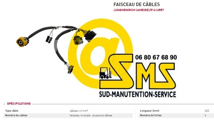 Câble de timon Jungheinrich 51416557 faisceau électrique pour transpalette ERE 120