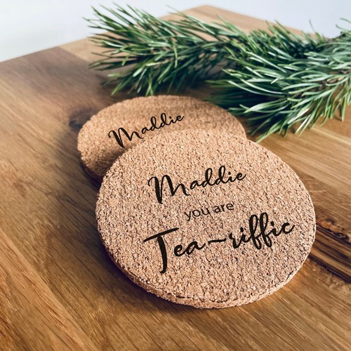 Sottobicchieri In Sughero Naturale Con Incisione Laser “I Love Ratafia”: Set Da 6, Fatti A Mano In Francia - 3