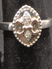 fleur de lis ring .925 Silver 14k Rose Gold I...