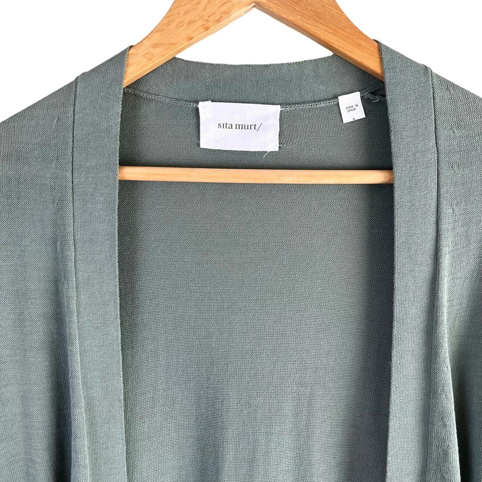 Sita Murt Size EU 40 / US 8 Long Cardigan in Sage Green Lightweight 100% Cotton - Image 2 of 4