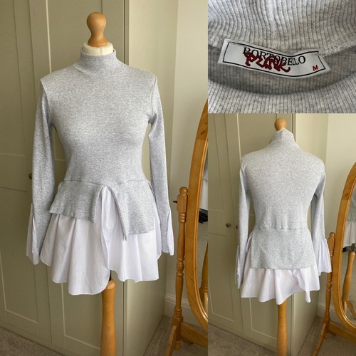 Portobello Punk Size Medium Pretty Flared Jumper 95 Cotton Grey And