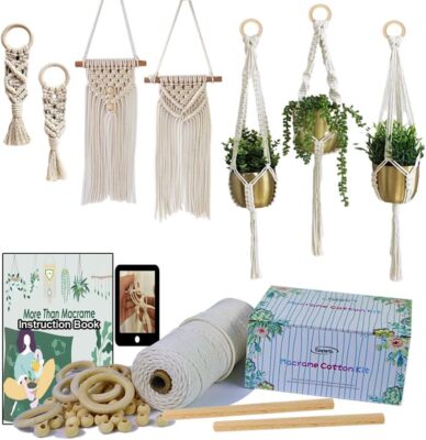 Ewparts Easy Macrame Kits for Adults Beginners Supplier Wood Beads,Rings,Wooden 