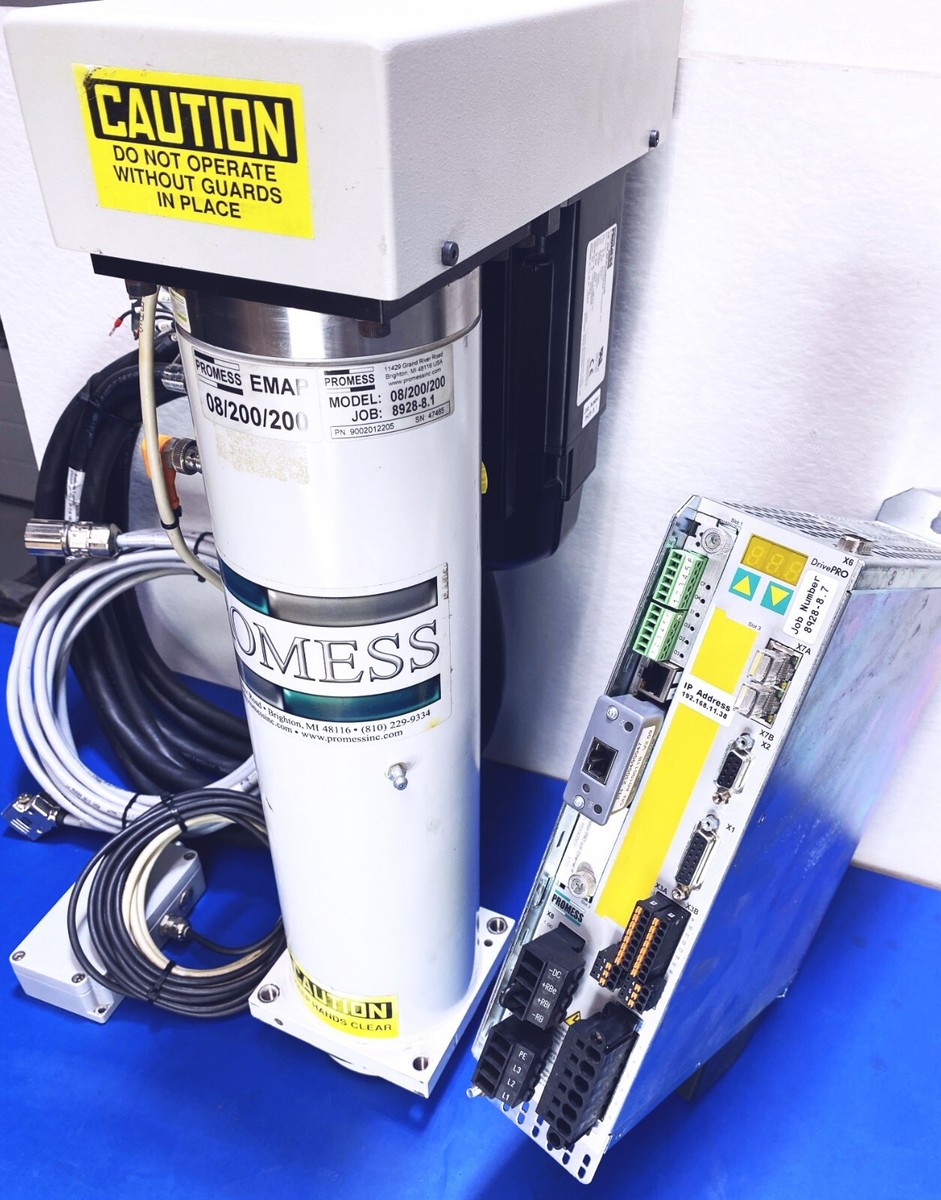 PROMESS KOLLMORGEN 08/200/200 ELECTRO-MECHANICAL SERVO PRESS w/ DRIVE AND  CABLES | eBay