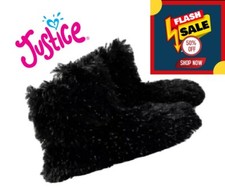 Justice Girls SIZE S/M 13-4 Cozy Slipper Socks, COLOR BLACK SHOES SIZE 13-4 NEW