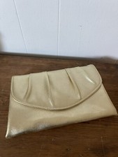 Gold Clutch Purse Pleated Flap Evening Bag Wedding Formal Glam 6 X 9