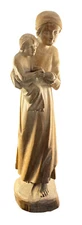 Antique Hand Carved Wood Saint Marianna Quito Ecuador 1965 Religious Figurine