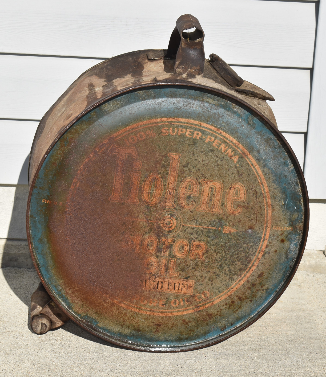 Vintage 5 Gallon Pure Tiolene Motor Oil Advertising Gas Station Rocker ...