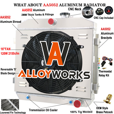 4 Row Aluminum Radiator+Shroud Fan For 1955-1957 Chevy Bel Air Del Ray Nomad V8