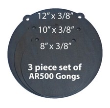 AR500 Steel Shooting Targets Lot of 3 8,10",12" x 3/8" Gong Tactical Scorpion