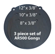 AR500 Steel Shooting Targets Lot of 3  8,10",12" x 3/8" Gong Tactical Scorpion