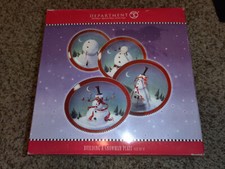 Dept 56 / Elves Building A Snowman 8 1/4 Inch Collector Plates~Set of 4 LN