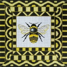 Needlepoint HandPainted Amanda Lawford Black Bee 11x11
