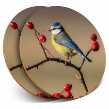 2 x Coasters - Blue Tit Small Garden Bird Home Gift #3118