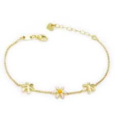 Bracciale con Margherite in Argento 925 Placcato Oro 
