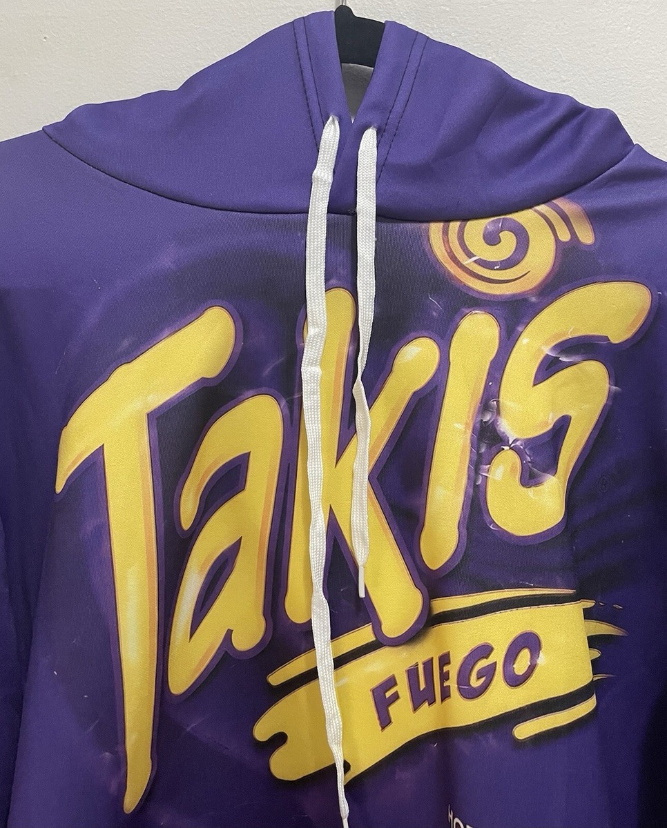 Takis Fuego Size XL Unisex Purple Polyester Pullover Hoodie