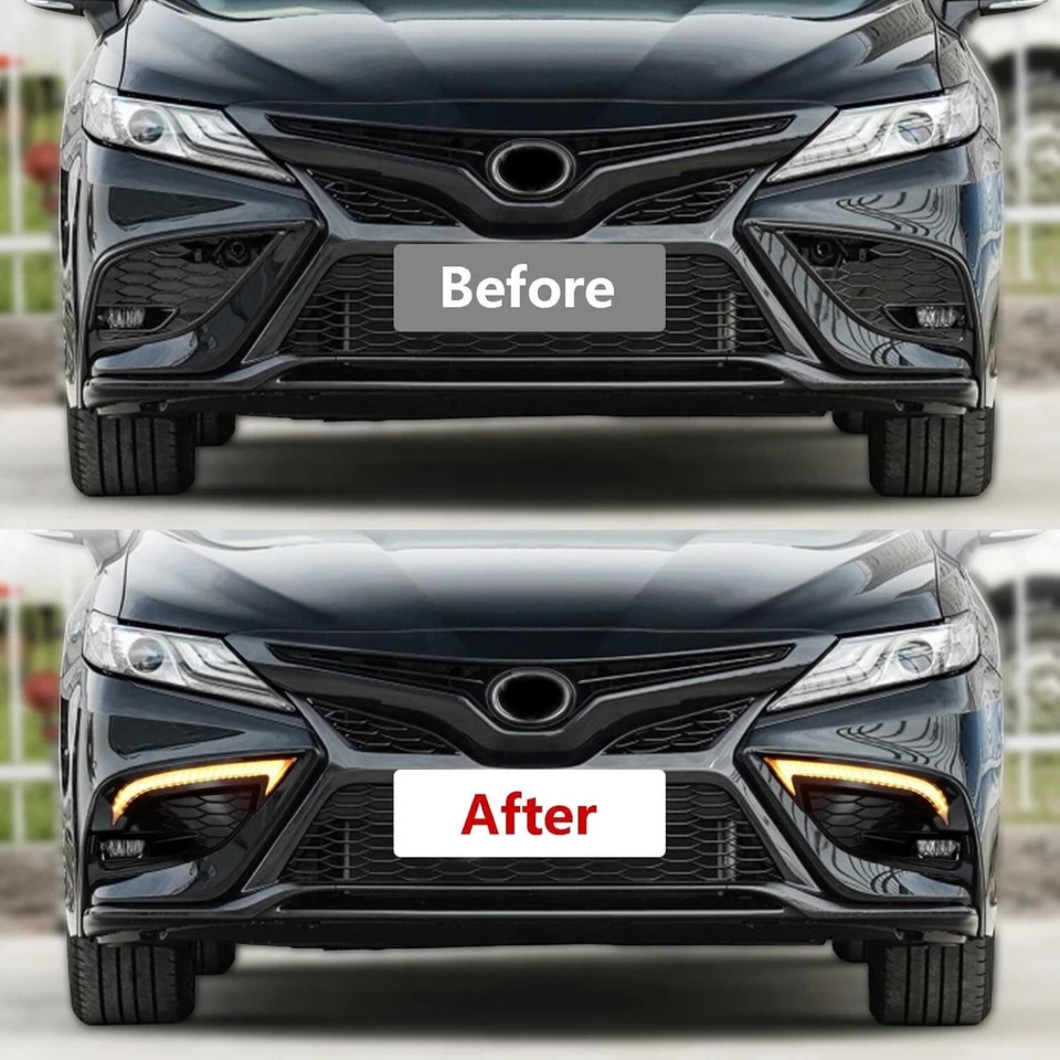 Cubierta de bisel LED DRL secuencial para 21-24 Camry SE XSE V2 + luz antiniebla lente transparente Foto 2 de 4