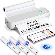 Wireless Portable Thermal Printer for A4/A5 US Letter with 3 Paper Rolls