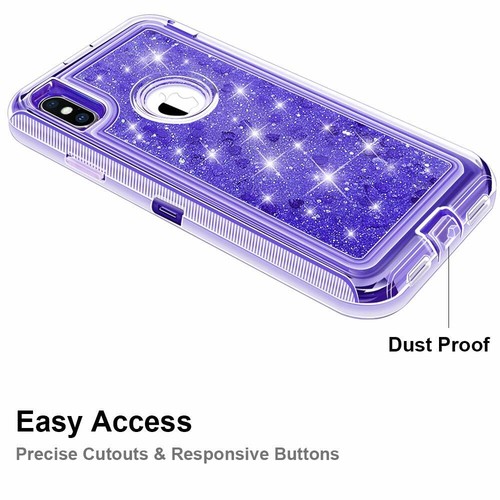 FOR iPhone X / XS  Liquid Glitter Defender Case Cover luxury protective heart  - Picture 37 of 56