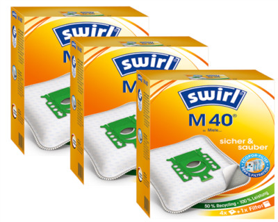 12 Staubsaugerbeutel Swirl M 40, M40 geeignet für Miele S 5 EcoLine HEPA