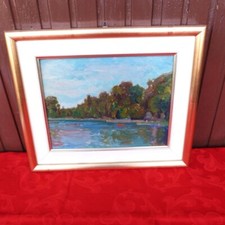 QUADRO LAGO OLIO SU TAVOLA ANNI QUARANTA DEL SECOLO SCORSO