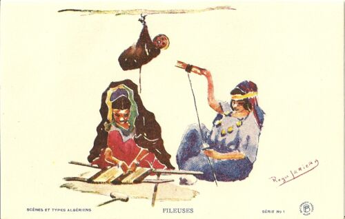CARTE POSTALE SCENES ET TYPES ALGERIENS FILEUSES ILLUSTRATEUR ROGER IRRIERA - Bild 1 von 1