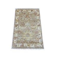 2'x3' Brown Afghan Angora Oushak Leaf Design Hand Knotted Wool Mat Rug 22925