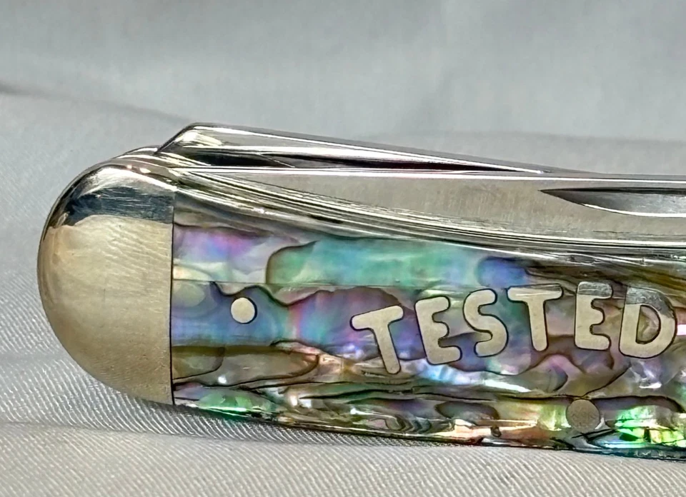 2003 Case XX Knife 8254 Trapper SS Double Folding Blades Paua Abalone Shell - Image 4 of 4