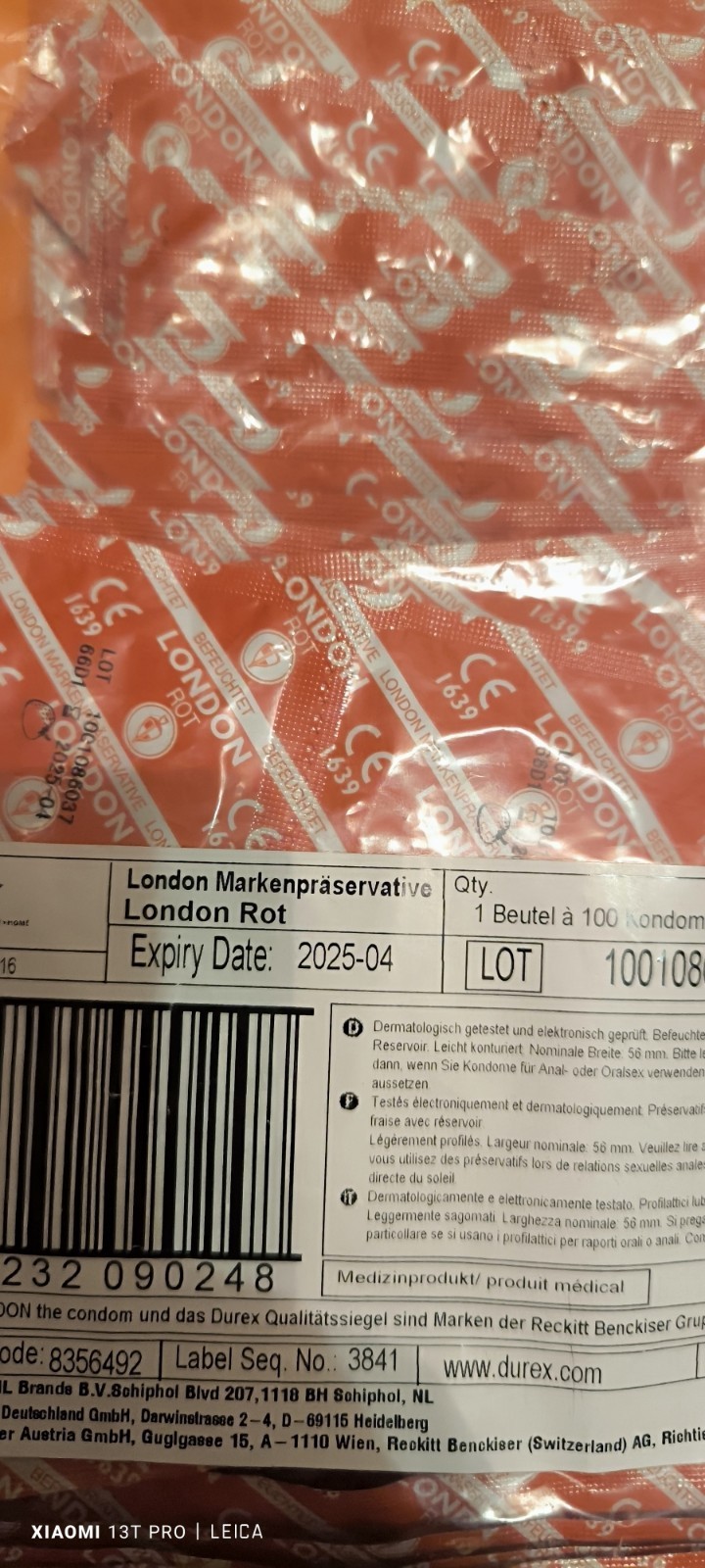 London Rot 20,5cm Kondome mit Erdbeeraroma – 100er-Beutel London Rot 20,5cm Kondome mit Erdbeeraroma – 100er-Beutel