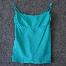 Bebe Teal Cami Tank Top Sleeveless Ribbed Medium/Large Made in USA