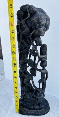 Vintage African Makonde ''Tree of Life'' Ebony Sculpture - Original Signed Piece