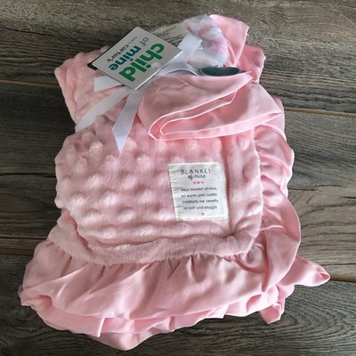 Carter's NWT CHILD of Mine Pink Minky Dot Blanket Ruffle Trim Owl Lovey SET NEW