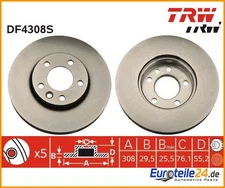 2 pieces brake disc TRW DF4308S for VW Multivan V Multivan VI