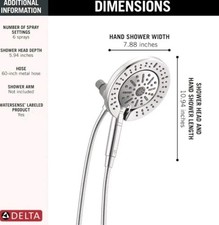 Delta 6-Setting In2ition 2-in-1 Dual Shower Head w/ProClean 75655 Chrome