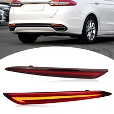 LED Rear Bumper Reflector Light Compatible with 2013-2020 Ford Fusion Red lens