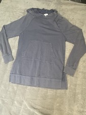 Colsie Womens Lounge Tunic Hoodie Sunwashed Sweatshirt Blue Gray Size Medium