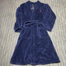 RALPH LAUREN Big Polo Pony Velvet Bath Robe NAVY BLUE, Red Polo Pony S/M