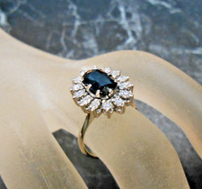 Bague Or Blanc Goldfilled Serti Saphir Blanc Et CZ - Taille 59,5 / 9 - Neuf Sans Emballage