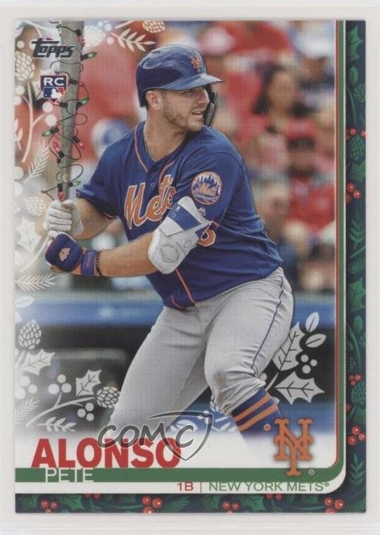 2019 Topps Holiday WalMart Mega Box SP Variation Pete Alonso (Lights on Bat) o7m