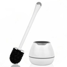 alpsnow Toilet Brush and Holder, Bowl with Long 1 Pack, White