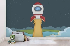 3D Space Rocket Illustration Wall Murals Wallpaper Murals Wall Sticker 5