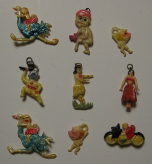 Vintage 1940s Celluloid "CRACKER JACKS" Charms Lot Figures (Lots More/See Descp)