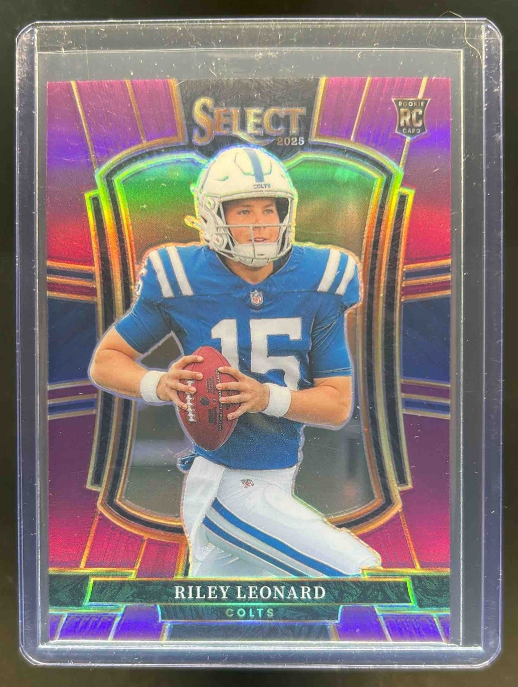2025 Panini Select Riley Leonard Premier Level RC Purple Prizm #/75 Colts