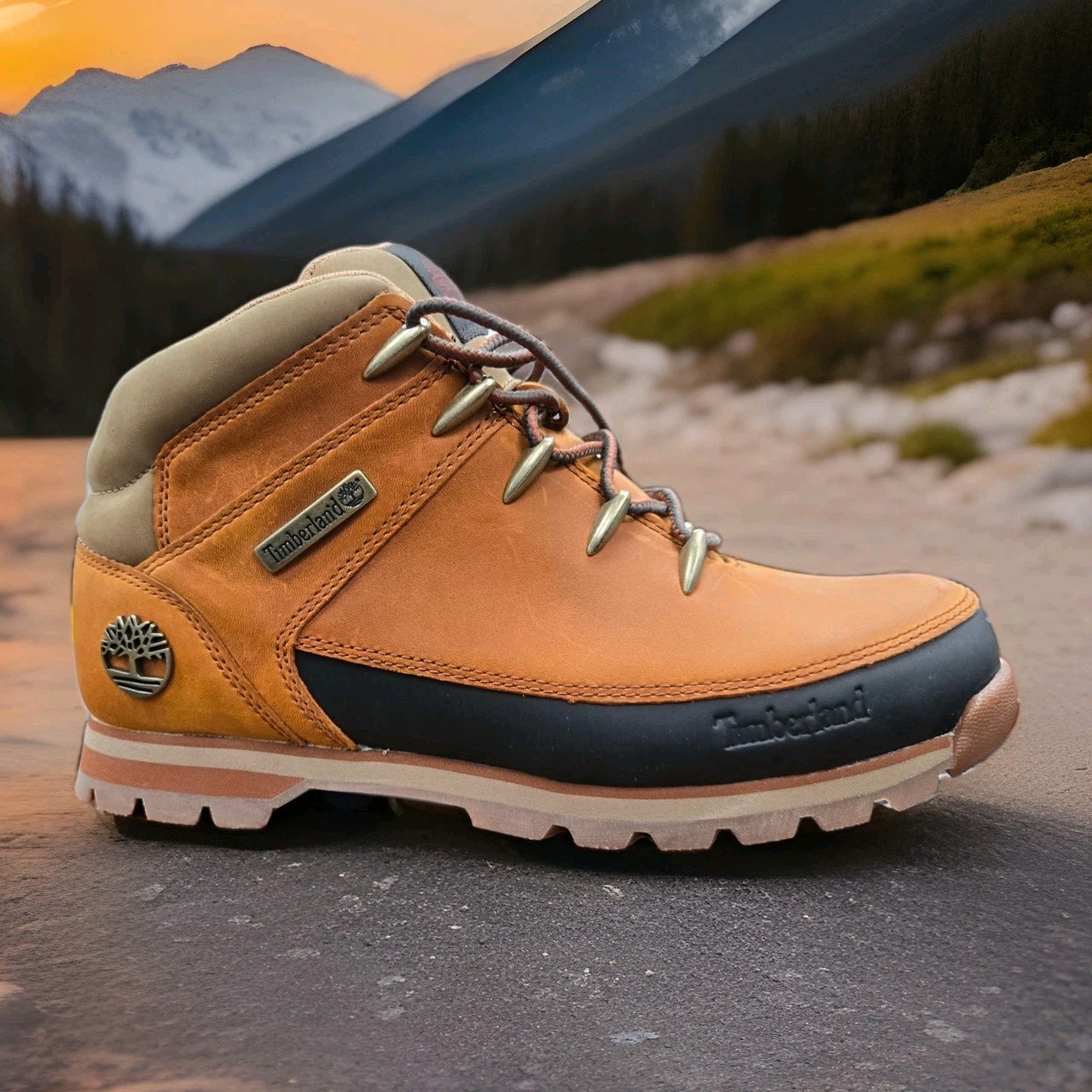 Men's Timberland Euro Sprint Nubuck Leather Brown Hiker Boots image 2