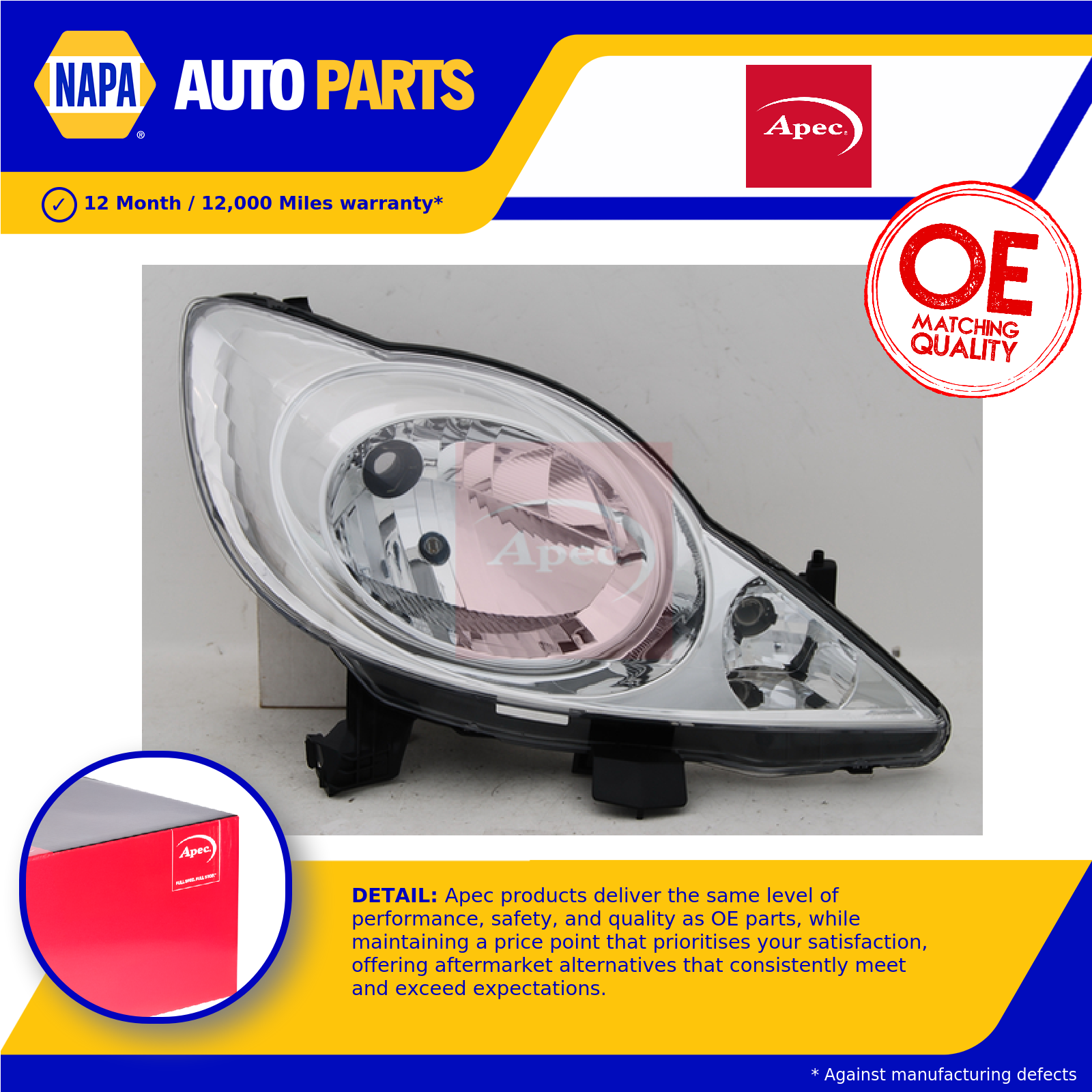 Headlight Headlamp Left ALH2427 Apec 620875 Genuine Top Quality Guaranteed New