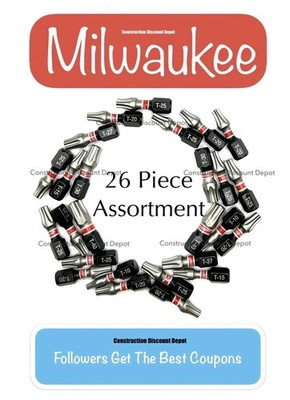 T10 T15 T20 T25 T27 T30 T40 Milwaukee SHOCKWAVE 1'' Torx Bit HUGE Assorted Set