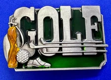 GOLF Game Clubs Putter Bag Ball Shoes Sports Theme Enamel Belt Buckle