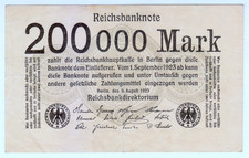 1923 Germany 200000 Mark Reichsbanknote Paper Money Banknotes(4)