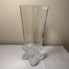 11" Lalique France Crystal/Glass -Lucca- Vase Signed-Corner Chip READ